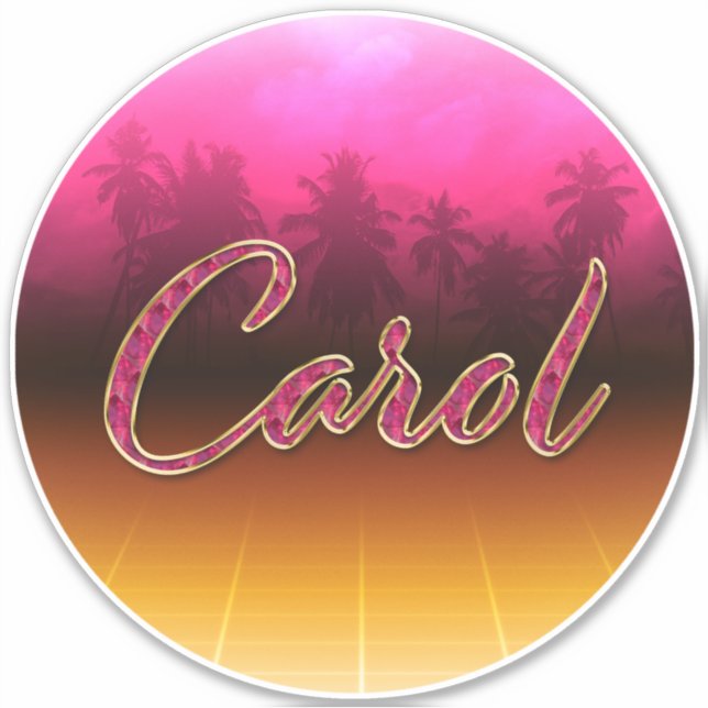 Carol First Name golden pink sticker (Front)