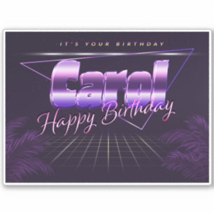 Carol Name First Name purple retro sticker birthda