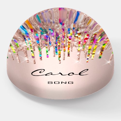 Carol NAME MEANING Holograph Rose SWEET 16th Paperweight