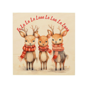 Carol Reindeers Wood Wall Art