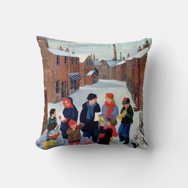 Carol Singers Throw Pillow (Front)