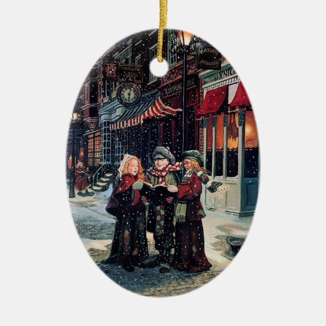 Carol Singing Children Ceramic Ornament (Front)