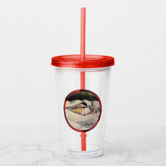 Carol the Chick-a-Dee with Mistletoe  Acrylic Tumbler
