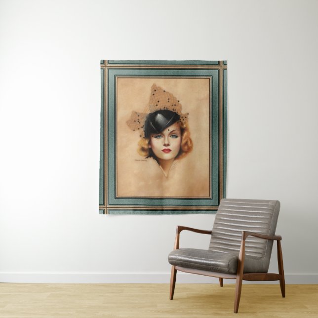 Carole Lombard Portrait by Charles Gates Sheldon Tapestry (In Situ)