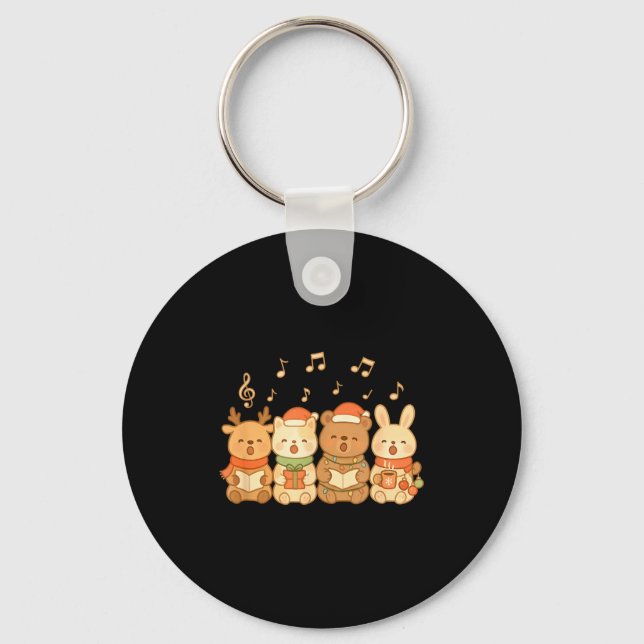 Carolers Kids Boys Girls Christmas Carolers  Keychain (Front)