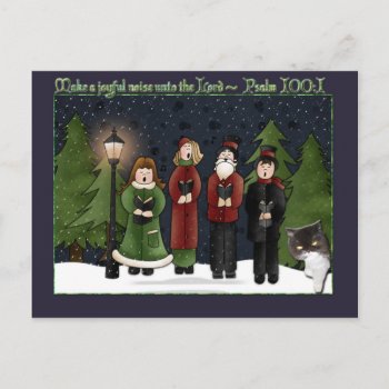 Carolers On A Star Filled Night With Cat Card by dickens52 at Zazzle