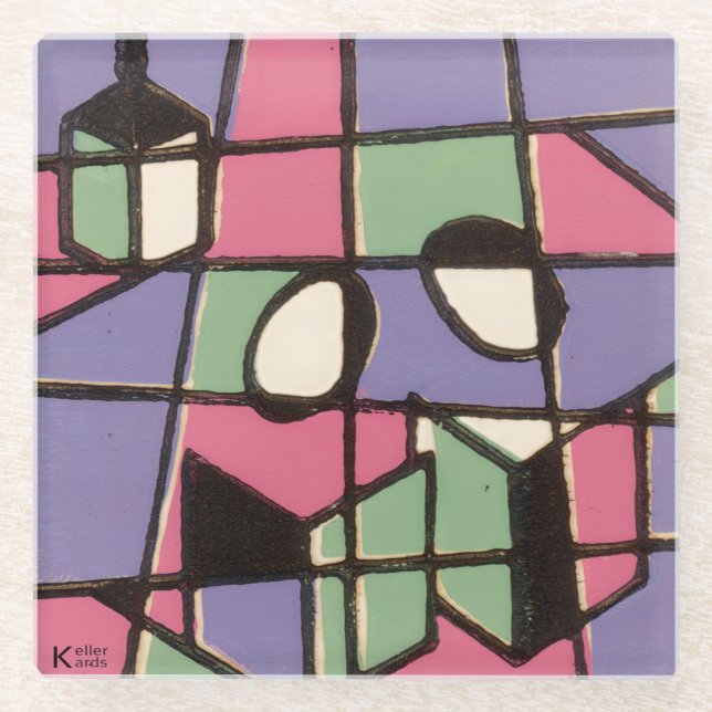 Carolers Stainglass Glass Coaster (Front)