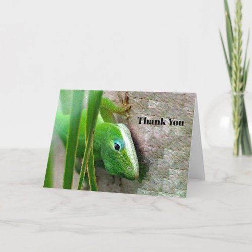 Carolina Anole Green Lizard Photo Thank You Card
