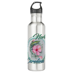 Carolina Anole & Hibiscus Stainless Steel Water Bottle