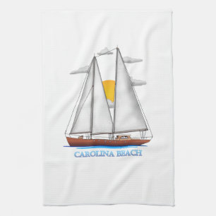 Carolina Beach Coastal Nautical Sailing Sailor Kitchen Towel