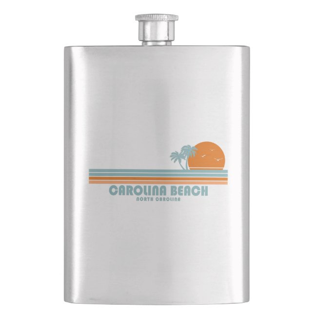 Carolina Beach North Carolina Sun Palm Trees Flask (Front)