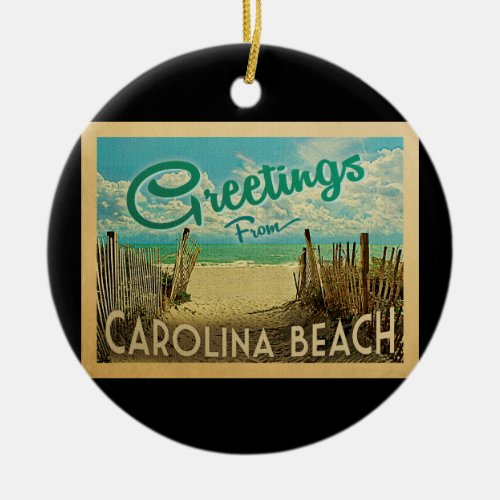 Carolina Beach Vintage Travel Ceramic Ornament