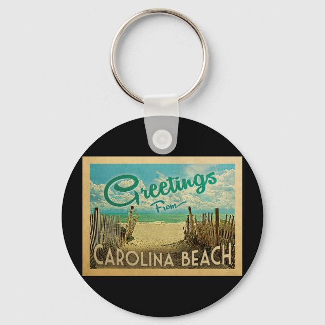 Carolina Beach Vintage Travel Keychain (Front)