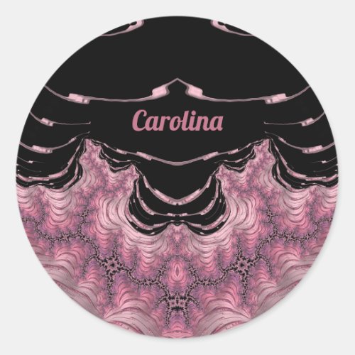 CAROLINA  Black and Pink    Classic Round Sticker