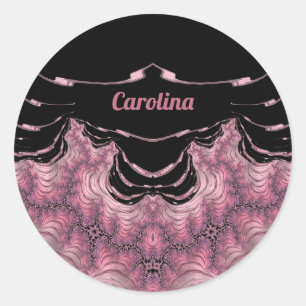 CAROLINA ~ Black and Pink ~   Classic Round Sticker