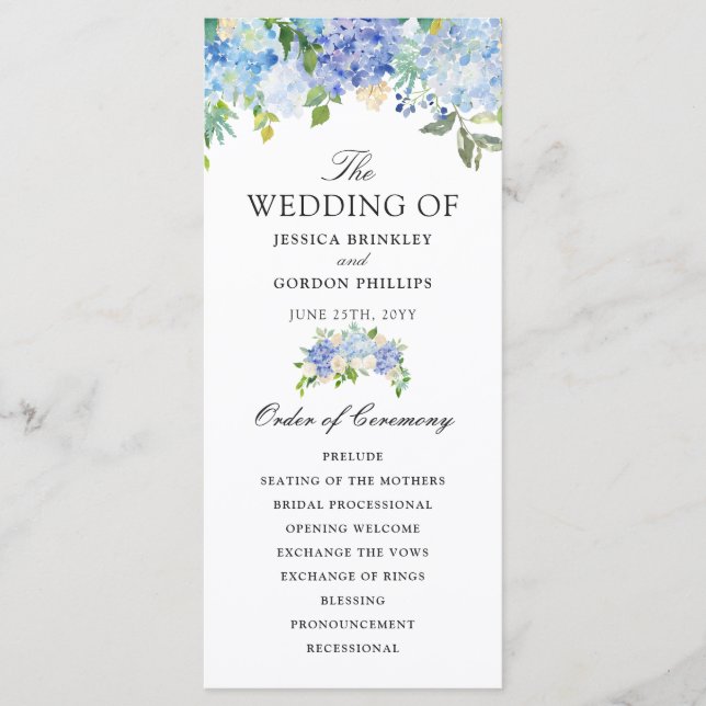 Carolina Bloom Bouquet | Floral Wedding Program (Front)