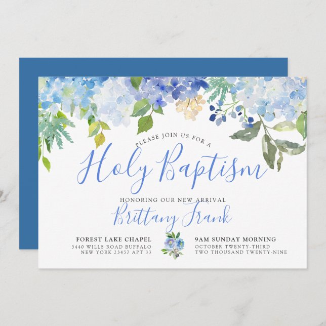 Carolina Bloom | Holy Baptism Invitation (Front/Back)