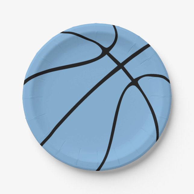 Carolina Blue Basketball Paper Plates (Front)