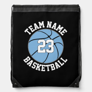 Carolina Blue Basketball Team Name & Player Number Drawstring Bag