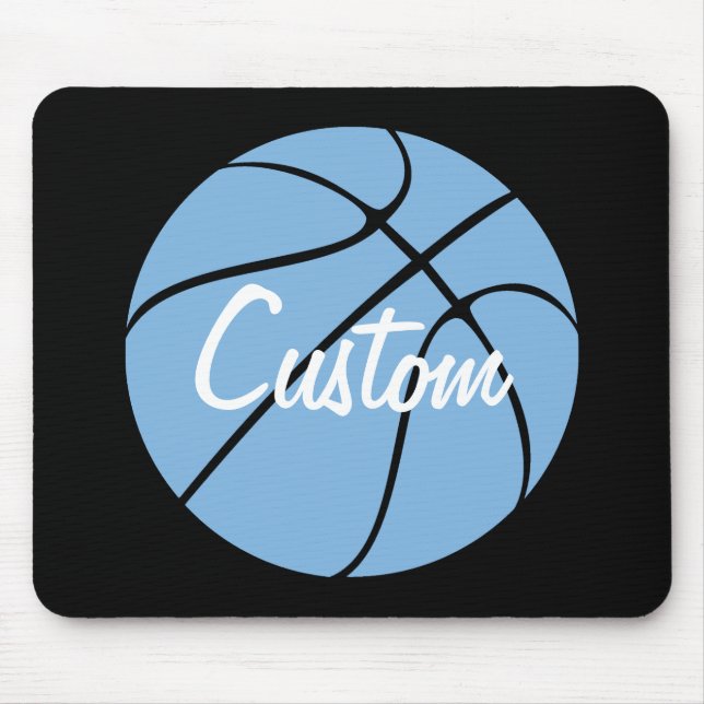 Carolina Blue Custom Team Name Basketball Mousepad (Front)