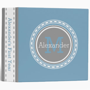 Carolina Blue Dove Grey Personalized Monogram Binder