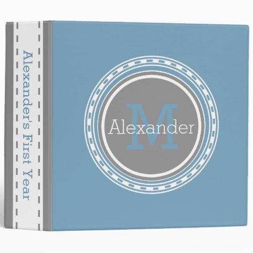 Carolina Blue Dove Grey Personalized Monogram Binder