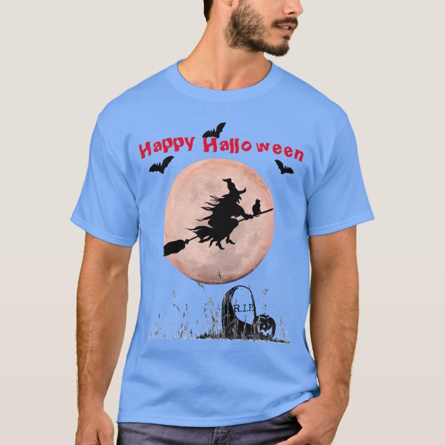 Carolina Blue Halloween Witch T-Shirt (Front)
