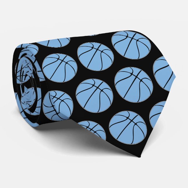 Carolina Blue / Light Blue Basketball Coach Sports Neck Tie (Rolled)