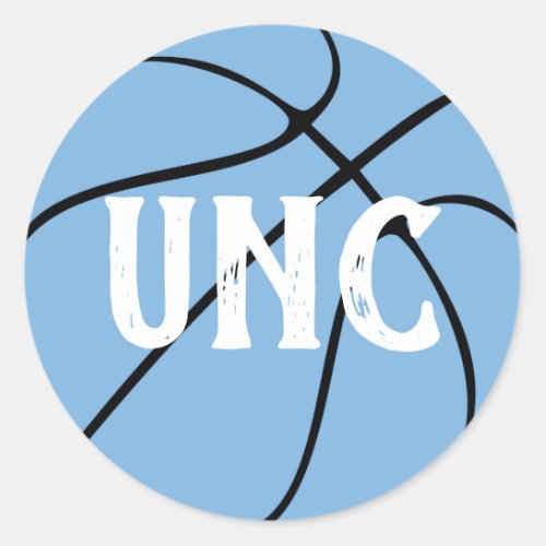 Carolina Blue  Light Blue Basketball Custom Text Classic Round Sticker