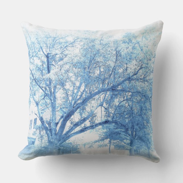 Carolina Blue Southern Oak Throw Pillow (Front)