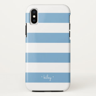 Carolina Blue Stripe Personalized iPhone XS Case