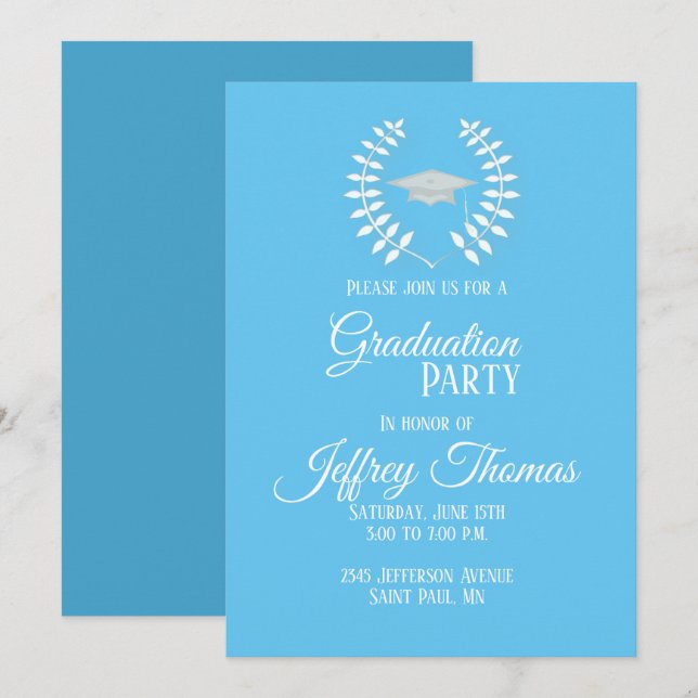 Carolina Cap & Leaves Grad Invitation 5" x 7" (Front/Back)