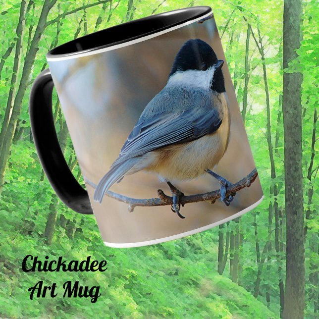 Carolina Chickadee Bird Art Mug Cup (Cute Chickadee bird art mug.)
