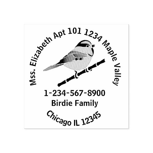 Carolina Chickadee Family Home Contact Information Rubber Stamp