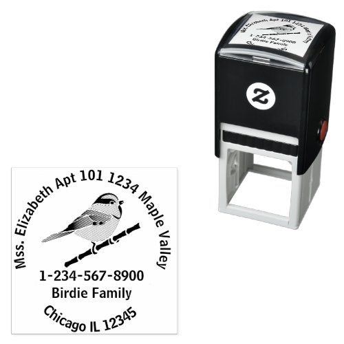 Carolina Chickadee Family Home Contact Information Self_inking Stamp