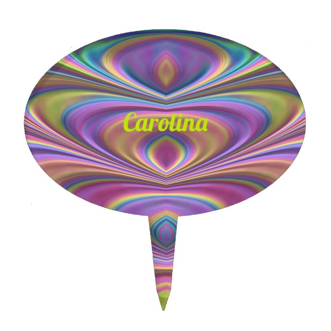 CAROLINA ~ COOL 3D FRACTAL PATTERN ~  CAKE TOPPER (Front)