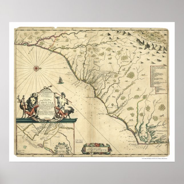 Carolina Country Map 1650 Poster (Front)