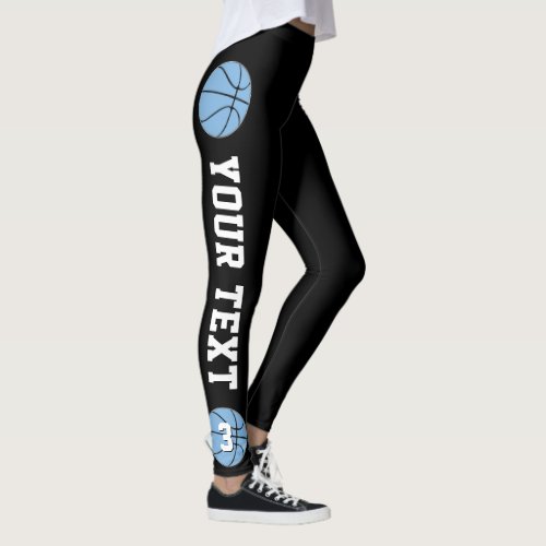 Carolina Light Blue Basketball Custom TextNumber Leggings