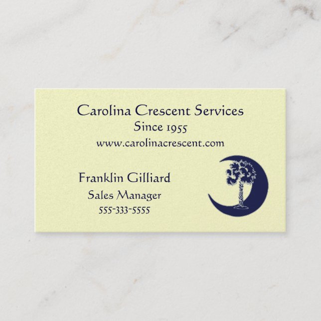 Carolina Palmetto Crescent Logo Business Card (Front)