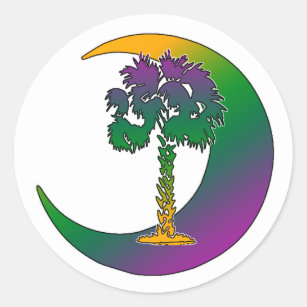 Carolina Palmetto & Crescent Rainbow Stickers