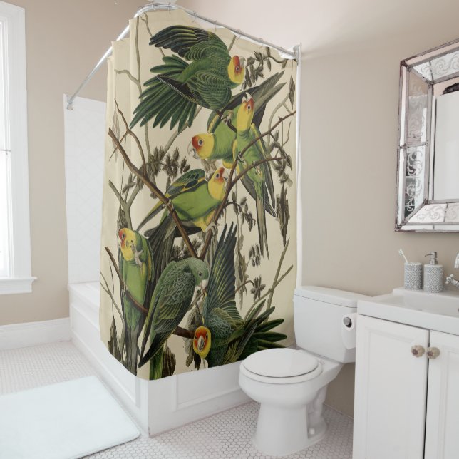 Carolina Parrot from Audubon's Birds of America Shower Curtain (In Situ)