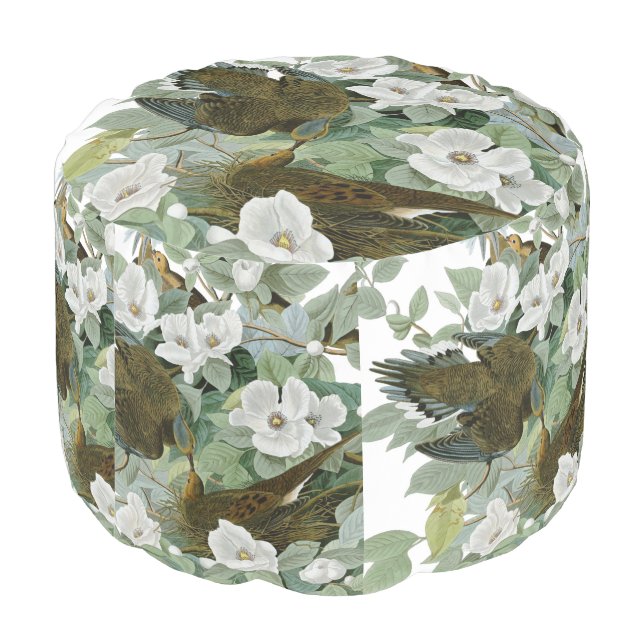 Carolina Pigeon Audubon Morning Dove Bird Pouf (Angled Back)