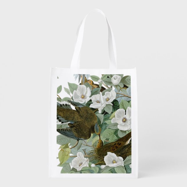 Carolina Pigeon Audubon Morning Dove Bird Reusable Grocery Bag (Back)