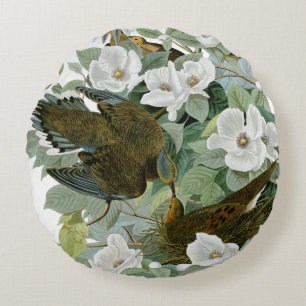 Carolina Pigeon Audubon Morning Dove Bird Round Pillow