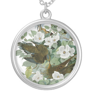 Carolina Pigeon Audubon Morning Dove Bird Silver Plated Necklace