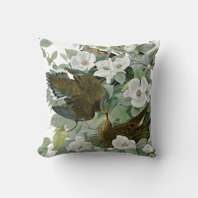 Carolina Pigeon Audubon Morning Dove Bird Throw Pillow (Front)