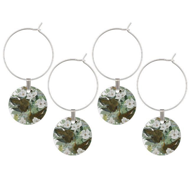 Carolina Pigeon Audubon Morning Dove Bird Wine Glass Charm (Staggered)