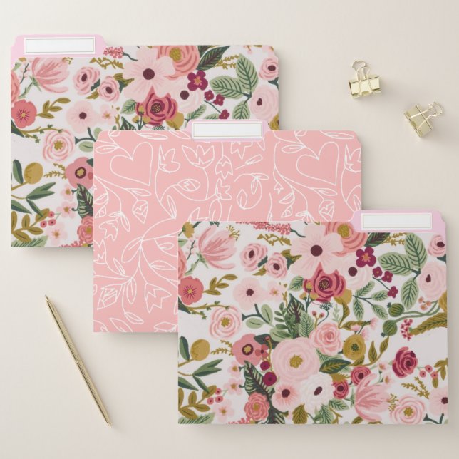 Carolina Pink Floral Set of File Folders (Set)