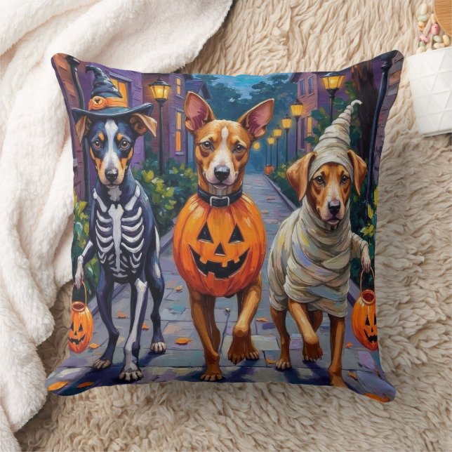 Carolina Trick-or-Treating in Halloween Costume Throw Pillow (Blanket)