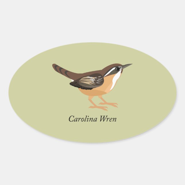 Carolina Wren Oval Sticker (Front)